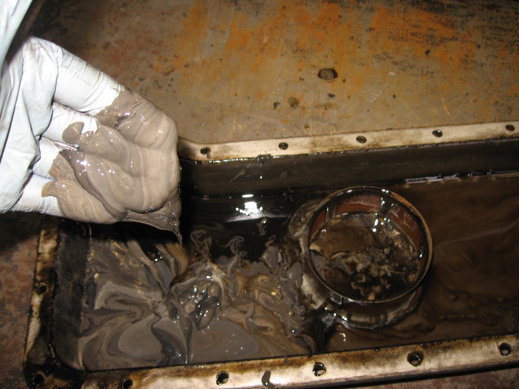 The sump was removed to reveal lots of sludgy oil